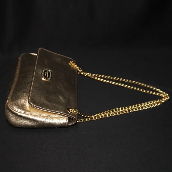 NWOT Michael Kors Gold Leather Shoulder Bag with Chain Strap - Picture 9 of 16